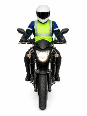 Which light signal indicates that a motorcycle is slowing down or may stop?